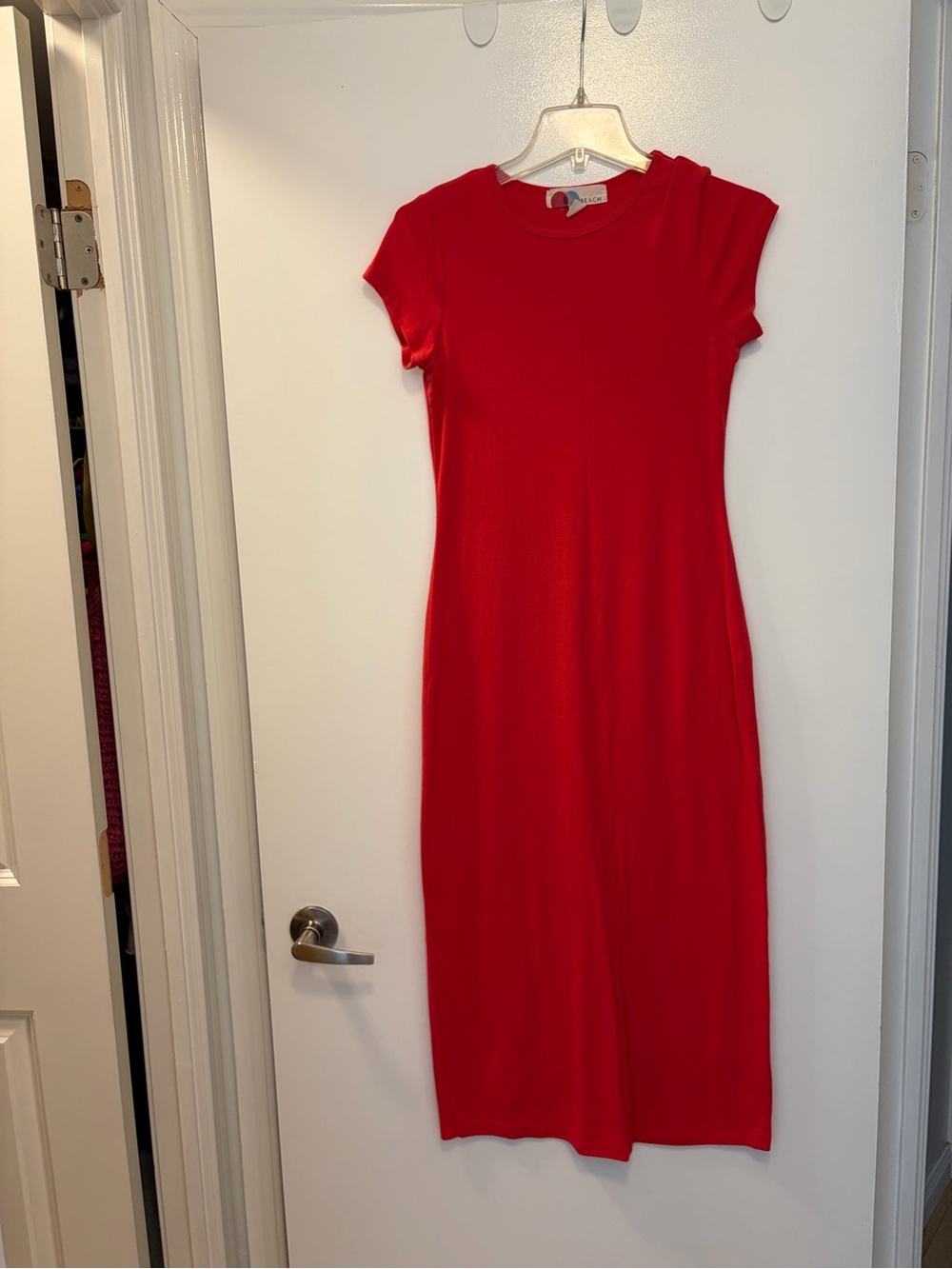 Free People red Slim Midi tshirt Dress